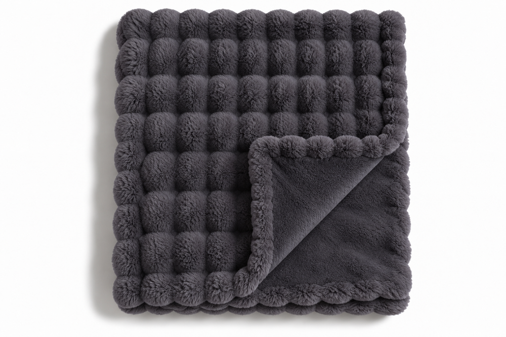 The Cloud Quilt in Charcoal, folded