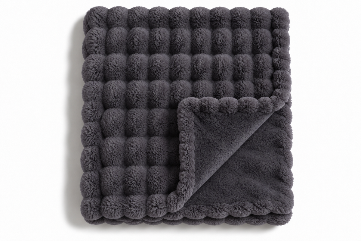 The Cloud Quilt in Charcoal, folded