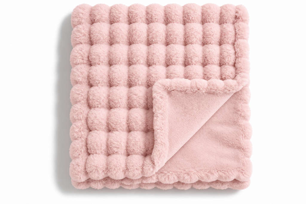 The Cloud Quilt in Blush Pink, folded