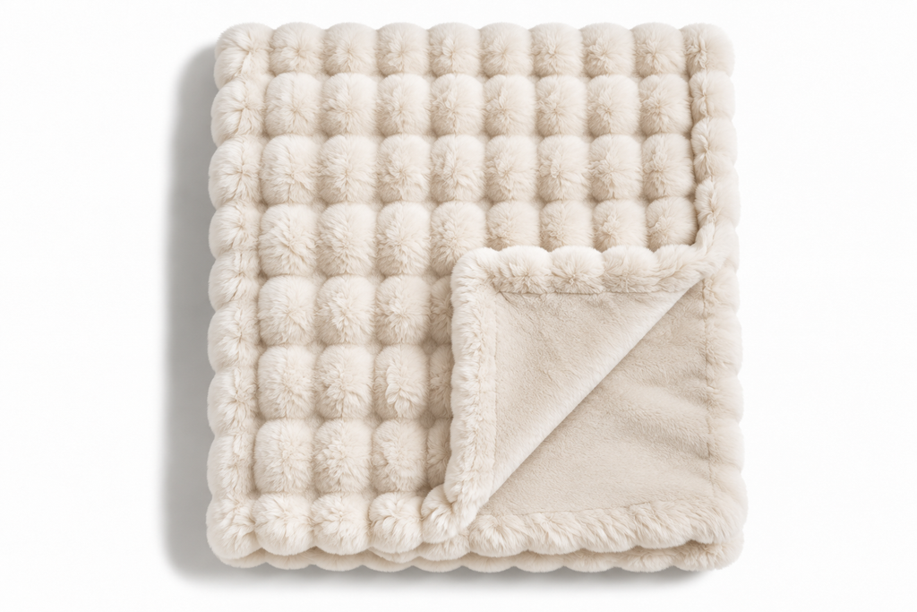 The Cloud Quilt in Ivory, folded