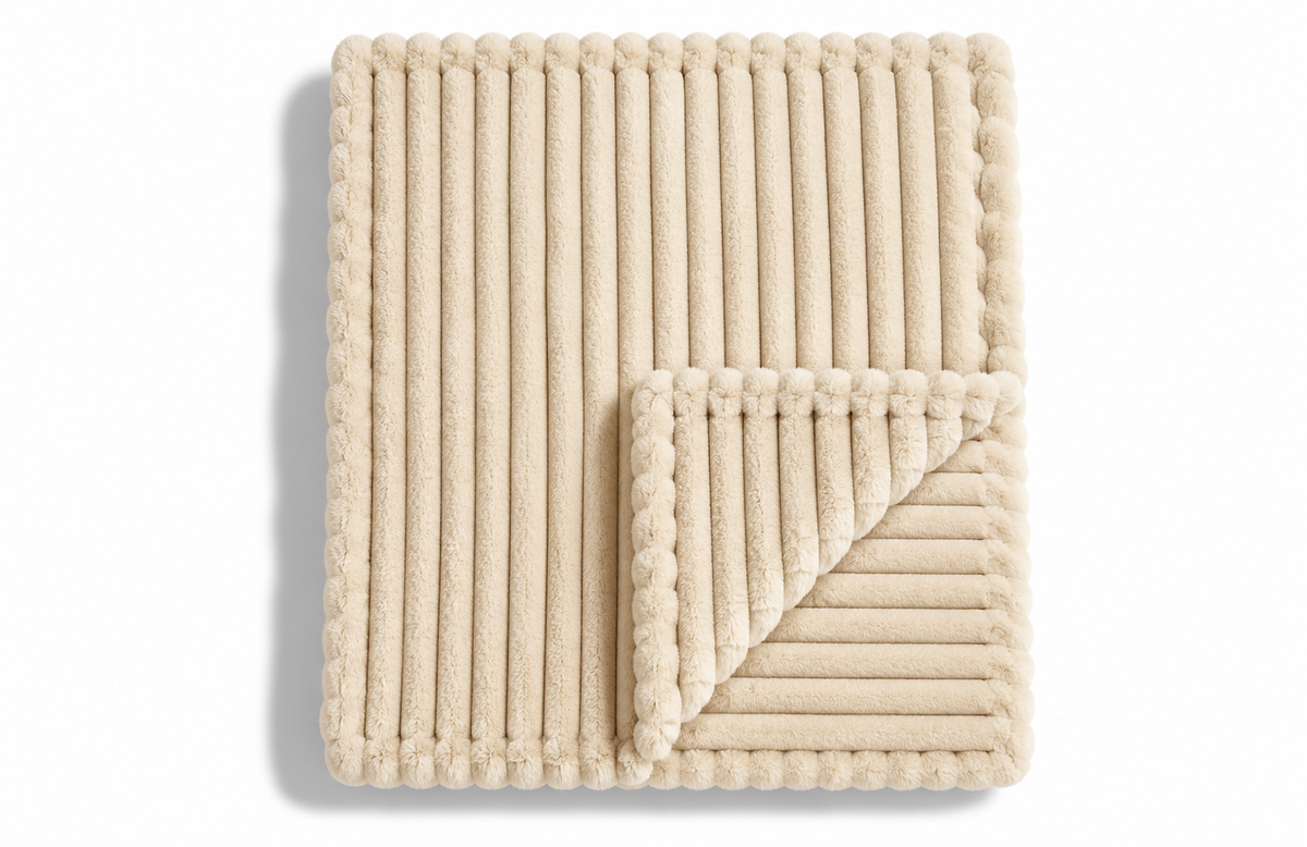 The Cloud Rib in Oat, folded
